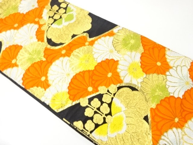 JAPANESE KIMONO / ANTIQUE PAULOWNIA / CHRYSANTHEMUM PATTERN WOVEN FUKU